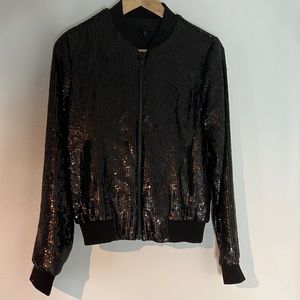 Brand new Joe’s black sequin zip up jacket with pockets size small